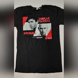 Enrique Iglesias & Pitbull Black Graphic NEW T-Shirt Featuring , Size S